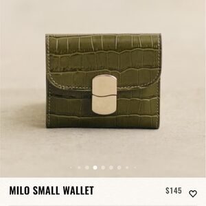 Sezane Pistachio Croc-Embossed Wallet